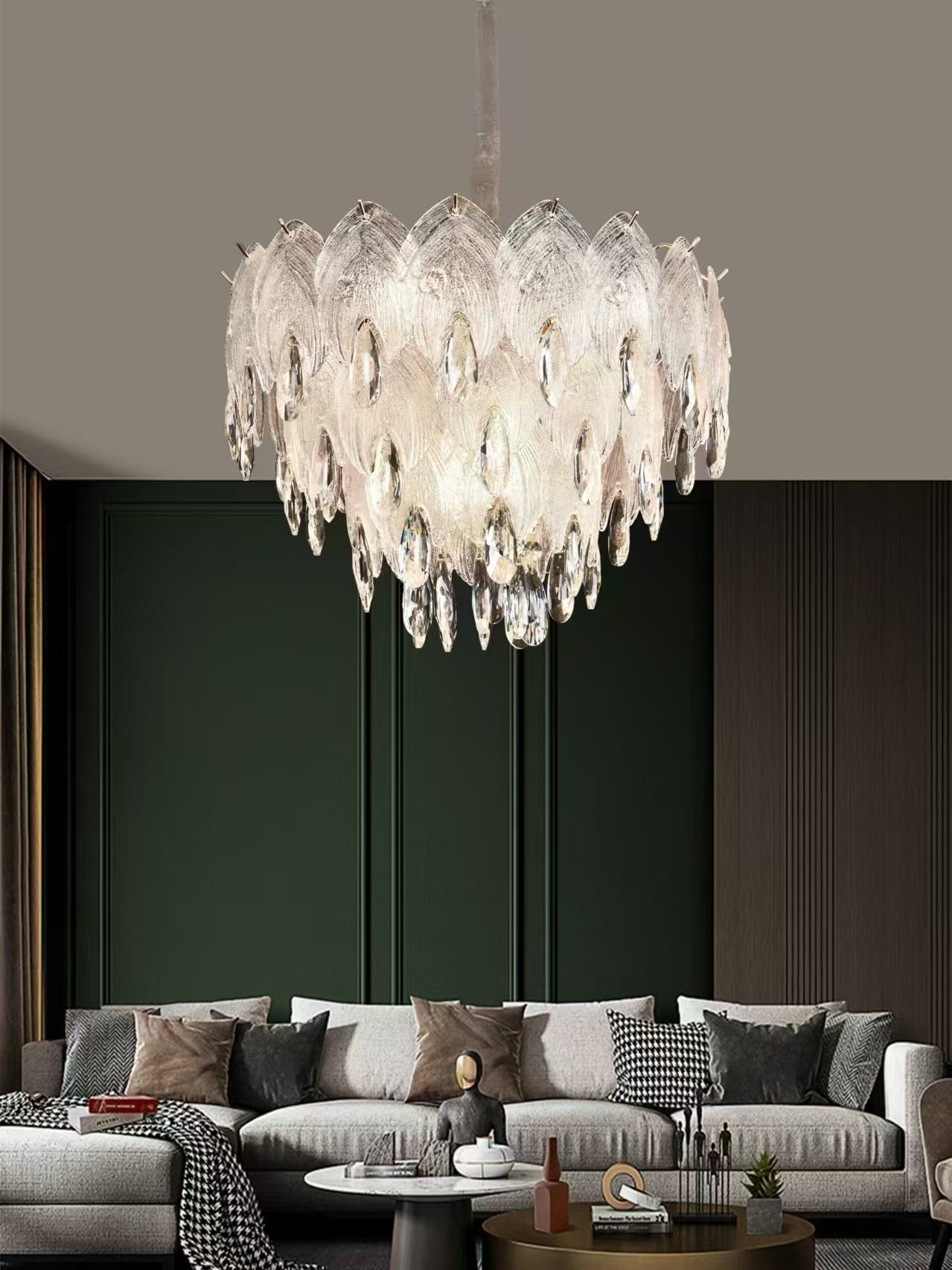 08851-500 PENDANT LAMP D500*H380 IRON+CRYSTAL+GLASS E14*8(WITHOUT BULB) WINDSOR