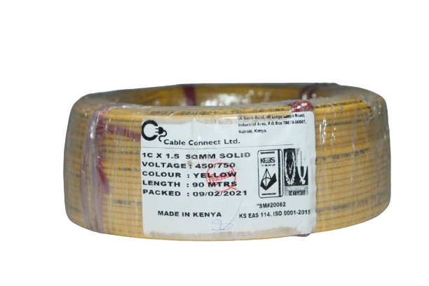 1.5MM Single Core Cable Yellow (90 MTR ROLL) – Thames Electrical