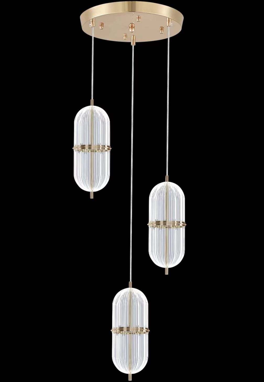 1623-3 PENDANT LAMP D250*H1000 ALUMINUM ALLOY+IRON+ACRYLIC WITH 3 COLORS OF LED WINDSOR