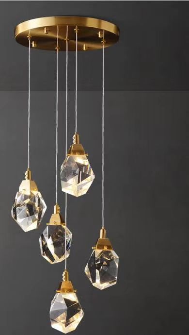 1922-5R PENDANT LAMP 400*1000 COPPER+K9 CRYSTAL G9*5 (WITHOUT BULB) WINDSOR