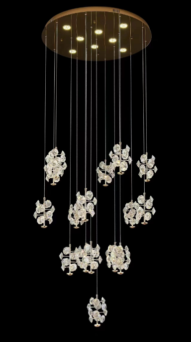 28010-16+8 PENDANT LAMP D800*H2500 IRON+CRYSTAL WITH LED 3000K WINDSOR