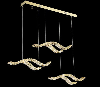 28019 PENDANT LAMP L1250*W200 IRON+CRYSTAL WITH 3 COLORS OF LED WINDSOR