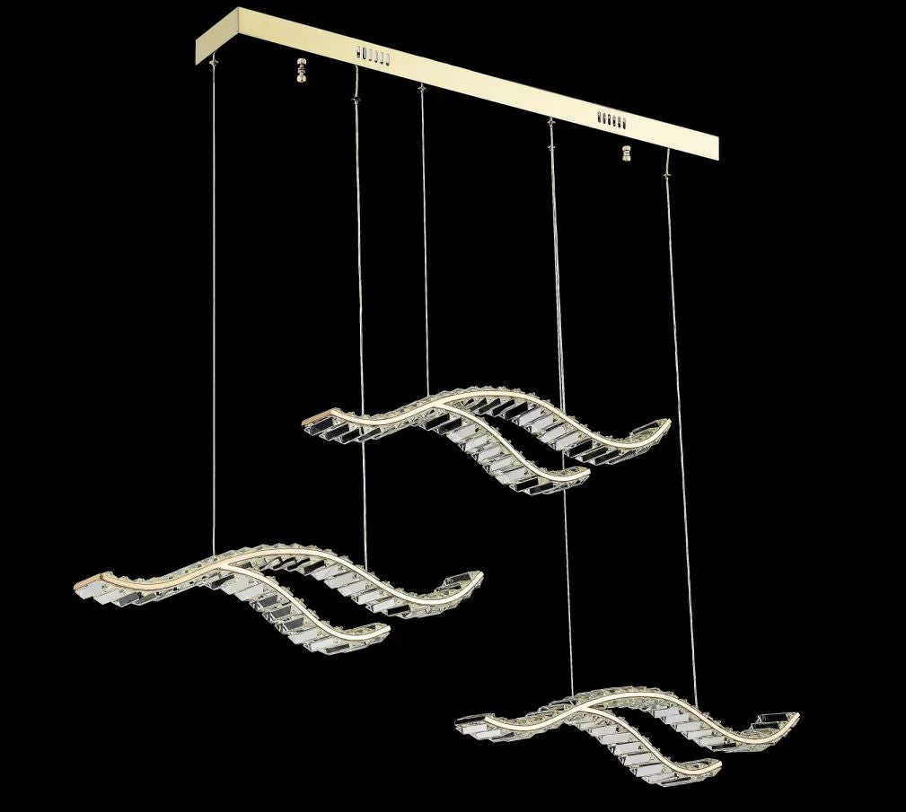 28019 PENDANT LAMP L1250*W200 IRON+CRYSTAL WITH 3 COLORS OF LED WINDSOR