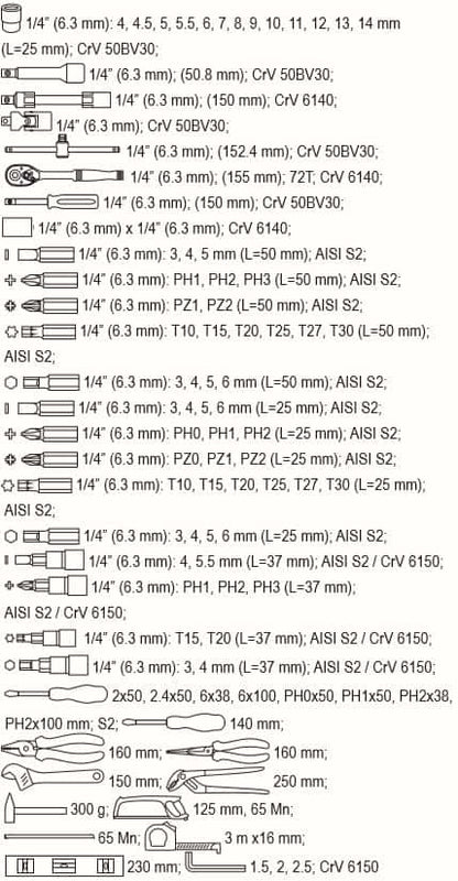 88pc-1-4-tool-set-with-level-yt-38928-yato