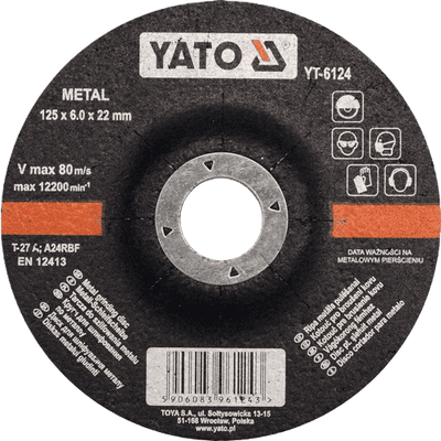 YATO Metal Grinding Disk 125x6x22mm - YT-6124