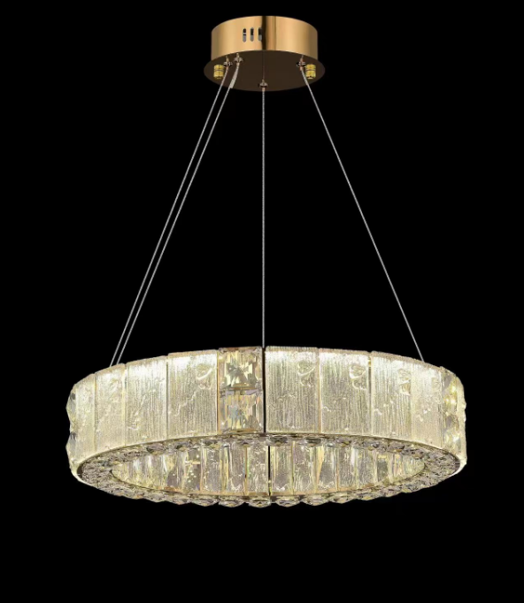 80288-500 PENDANT LAMP D500 IRON+CRYSTAL+GLASS WITH 3 COLORS OF LED WINDSOR