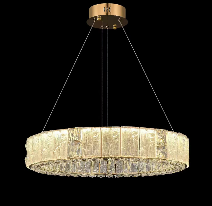 80288-600 PENDANT LAMP D600 IRON+CRYSTAL+GLASS WITH 3 COLORS OF LED WINDSOR