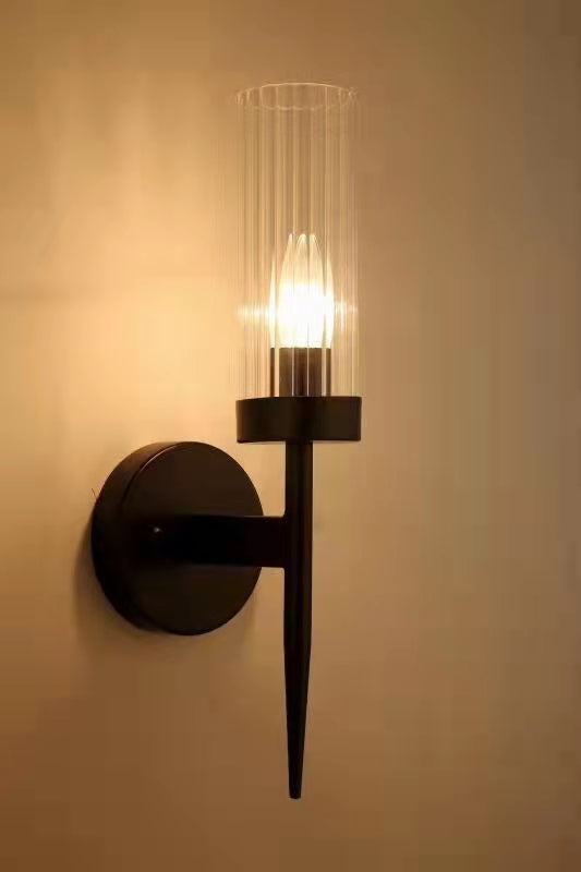 86035-1 BLACK WALL LAMP D120*H410 IRON+GLASS E14*1 (WITHOUT BULB) WINDSOR