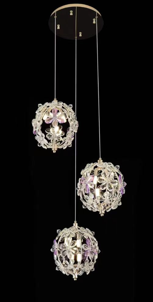 99351-3R PENDANT LAMP D300*H1500 STAINLESS STEEL+IRON+CRYSTAL G4*4*3 (WITHOUT BULB) WINDSOR