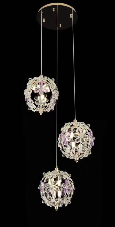 99351-3R PENDANT LAMP D300*H1500 STAINLESS STEEL+IRON+CRYSTAL G4*4*3 (WITHOUT BULB) WINDSOR