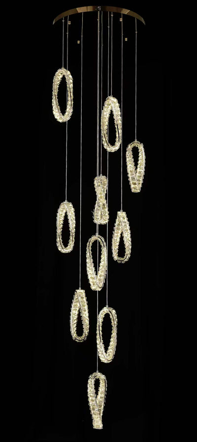99358-10 PENDANT LAMP D600*H2800 STAINLESS STEEL+IRON+CRYSTAL WITH 3 COLORS OF LED WINDSOR