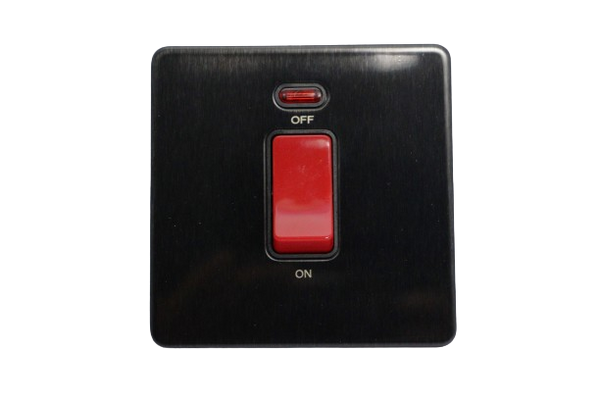 Windsor VIP Black 45A 1 Gang Double Pole Switch with Neon Indicator ...